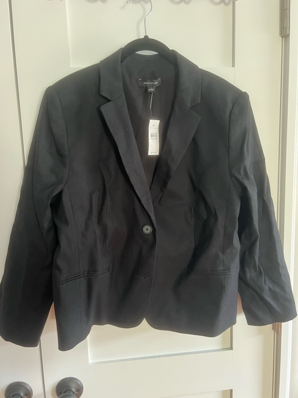 Ann Taylor Black Two-Button Notch Lapel Blazer